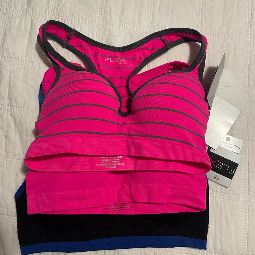 Pink and Gray Strappy Swim Top with Racerback